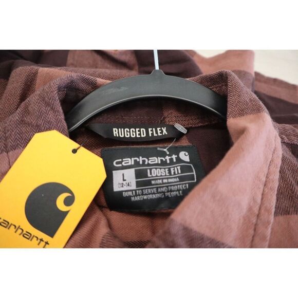 Carhartt Women's Sz L (12-14) Rugged Flex Loose Fit Midweight L/S Flannel Shirt - Picture 5 of 10